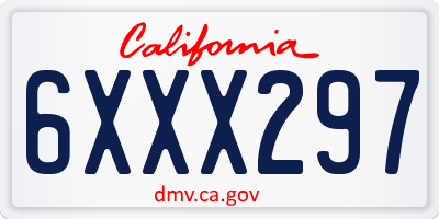 CA license plate 6XXX297