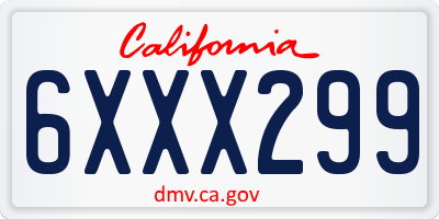 CA license plate 6XXX299