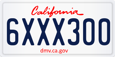 CA license plate 6XXX300