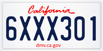 CA license plate 6XXX301