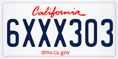 CA license plate 6XXX303