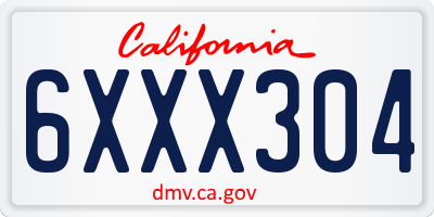 CA license plate 6XXX304
