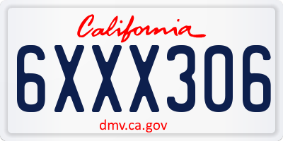 CA license plate 6XXX306