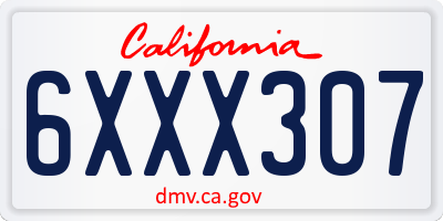 CA license plate 6XXX307