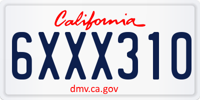 CA license plate 6XXX310