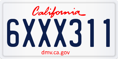 CA license plate 6XXX311