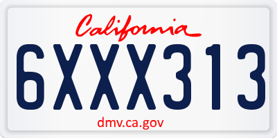 CA license plate 6XXX313