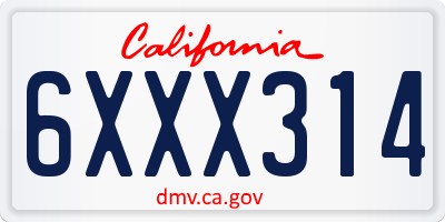 CA license plate 6XXX314