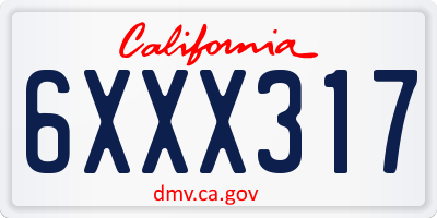 CA license plate 6XXX317