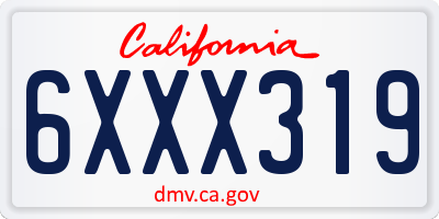 CA license plate 6XXX319