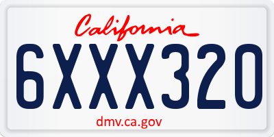 CA license plate 6XXX320