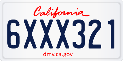 CA license plate 6XXX321