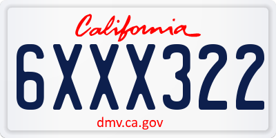 CA license plate 6XXX322