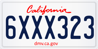 CA license plate 6XXX323