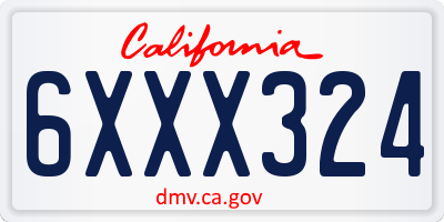 CA license plate 6XXX324