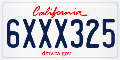 CA license plate 6XXX325