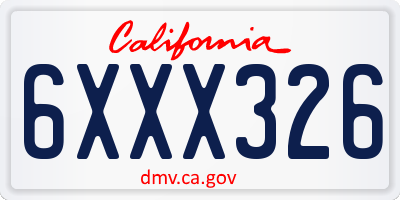 CA license plate 6XXX326