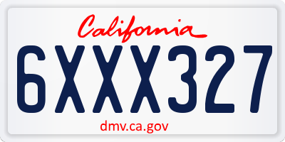 CA license plate 6XXX327