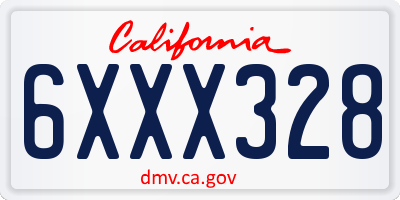 CA license plate 6XXX328