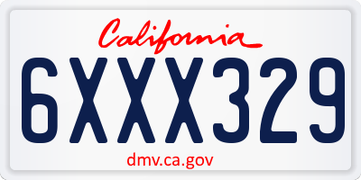 CA license plate 6XXX329