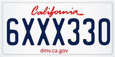 CA license plate 6XXX330