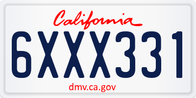 CA license plate 6XXX331