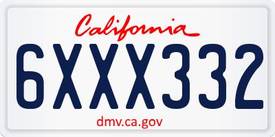 CA license plate 6XXX332