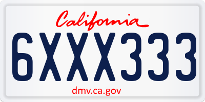 CA license plate 6XXX333