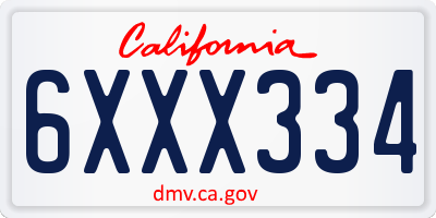 CA license plate 6XXX334