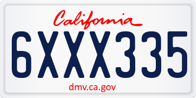 CA license plate 6XXX335