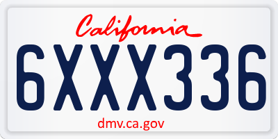 CA license plate 6XXX336