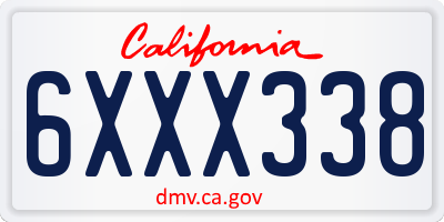CA license plate 6XXX338