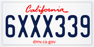 CA license plate 6XXX339