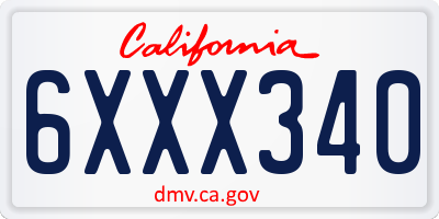 CA license plate 6XXX340