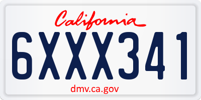 CA license plate 6XXX341