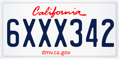 CA license plate 6XXX342