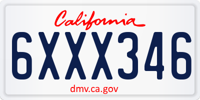CA license plate 6XXX346