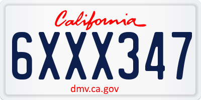 CA license plate 6XXX347