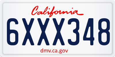 CA license plate 6XXX348