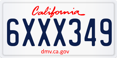 CA license plate 6XXX349