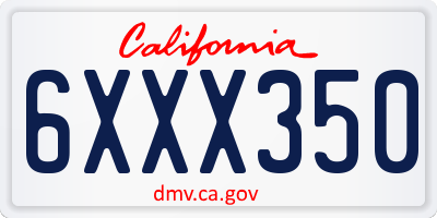 CA license plate 6XXX350