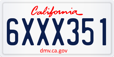 CA license plate 6XXX351