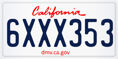 CA license plate 6XXX353