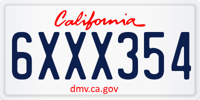 CA license plate 6XXX354