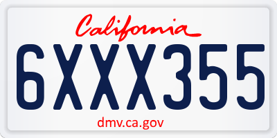 CA license plate 6XXX355