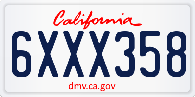 CA license plate 6XXX358