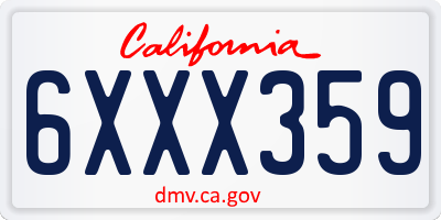 CA license plate 6XXX359