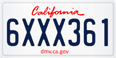 CA license plate 6XXX361