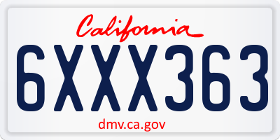 CA license plate 6XXX363