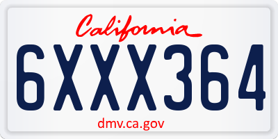 CA license plate 6XXX364
